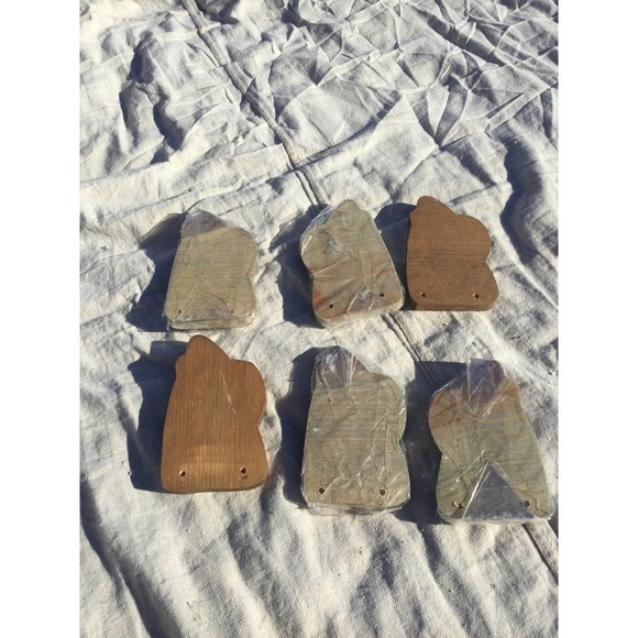 Wooden Santa figurines set of 6 red white blue 5” 5 in patriotic Christmas wood - Picture 4 of 6